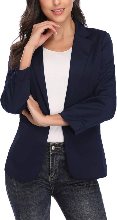 navy blue fitted blazer women.